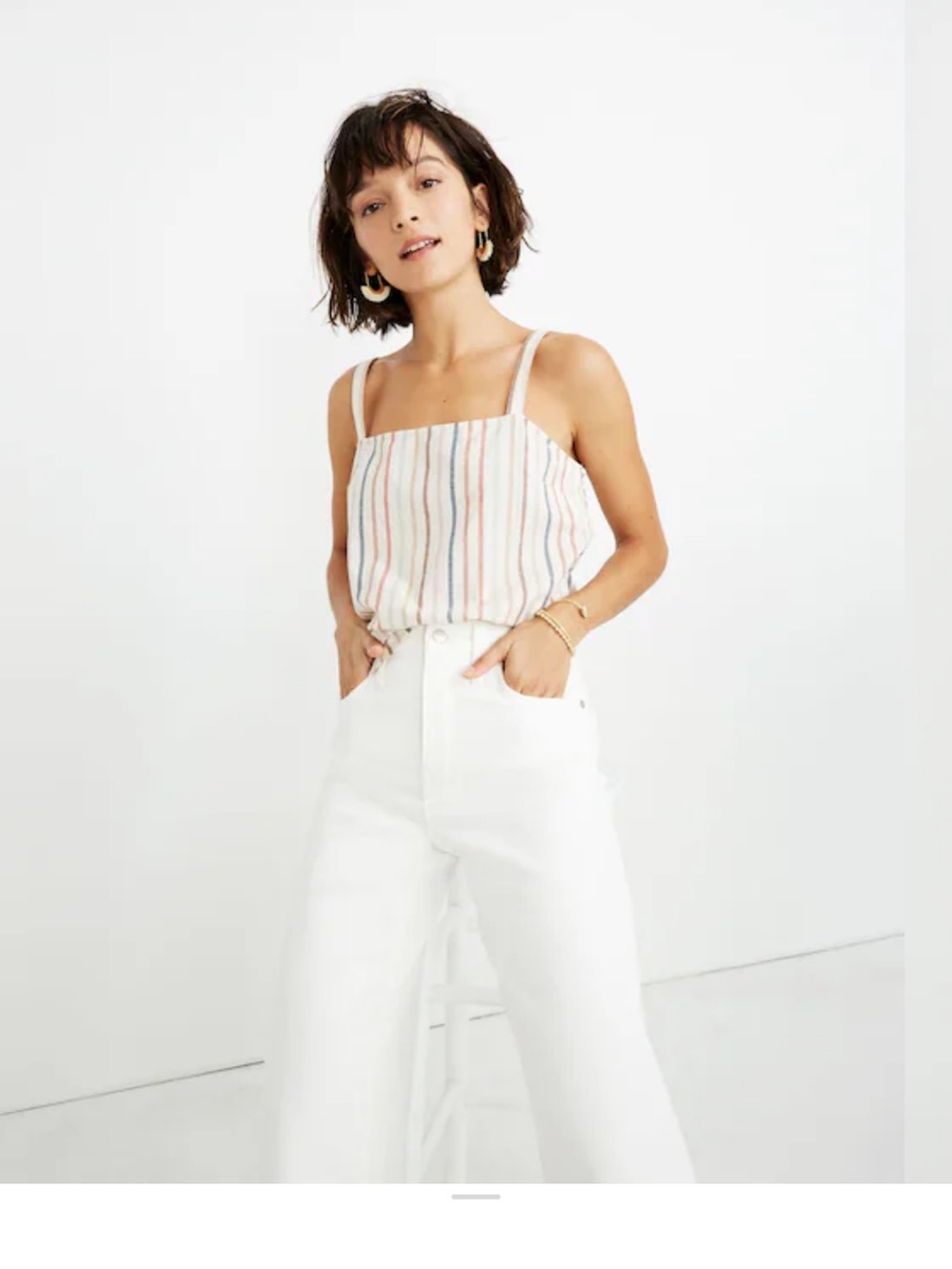 Vertical Stripe Square-Neck Cami in Soft Pastels